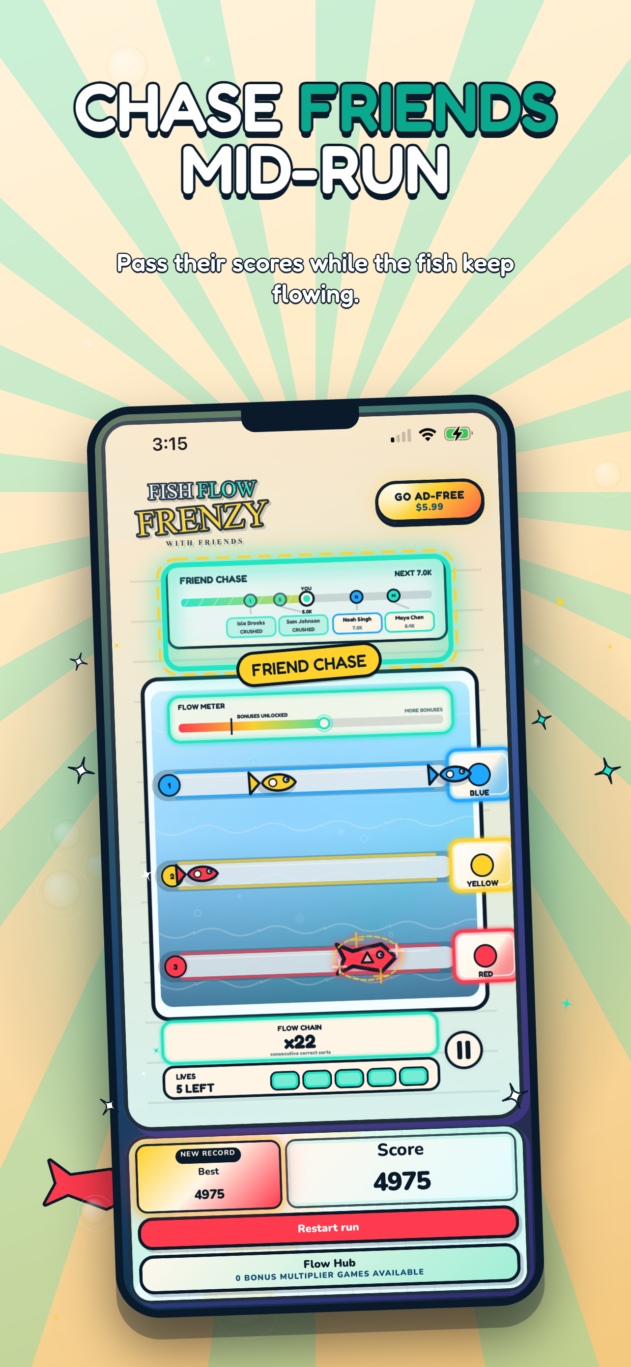 Friend Chase gameplay with multiple friend scores